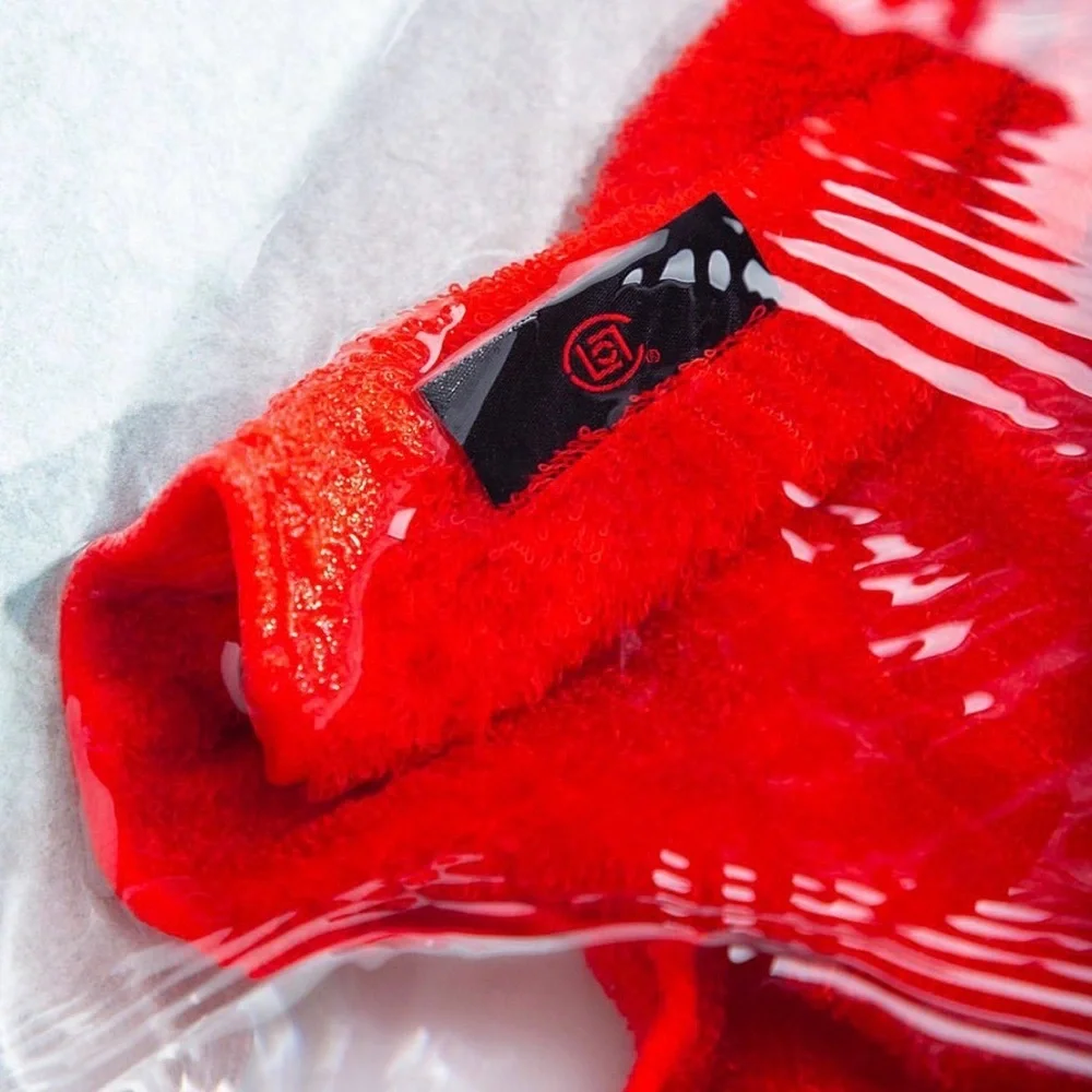 NWT 2022 CLOT EDISON CHEN x HIPPOPOTAMUS RED SILK PREMIUM ORGANIC RED BATH TOWEL